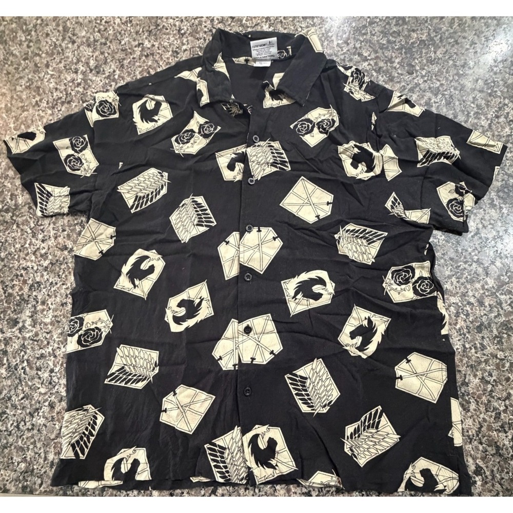 Ripple Junction Attack on Titan Final Season Rayon Button Down Shirt Mens Large